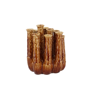 Inga Jahra Brown Vase Tube Active Glaze 20x16x24cm