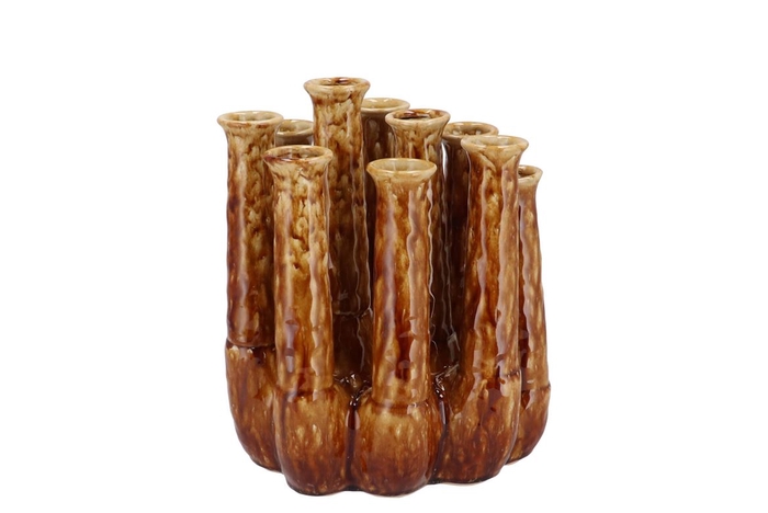 <h4>Inga Jahra Brown Vase Tube Active Glaze 20x16x24cm Nm</h4>