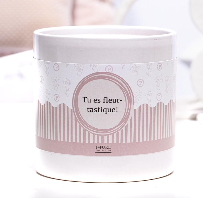 <h4>P&P ceramics white met TU ES FLEURTASTIQUE! cadeau wikkel</h4>