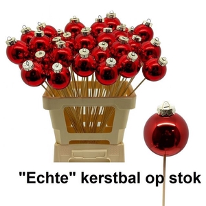 Kerstbal Op Stok H% 6 cm