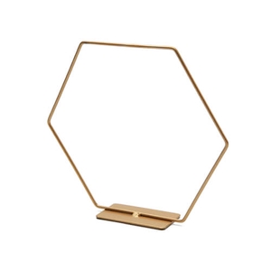 METAL HEXAGON ON BASE 30CM GOLD
