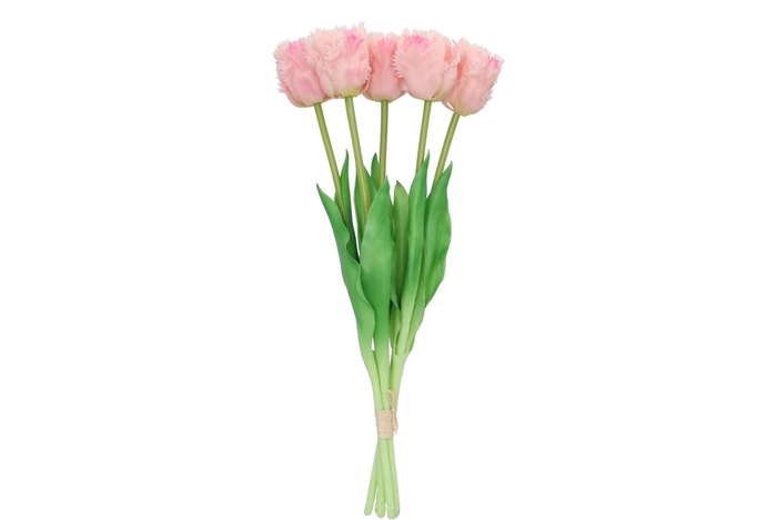 Silk Tulip Bouquet Papagayo 5x Pink 39cm