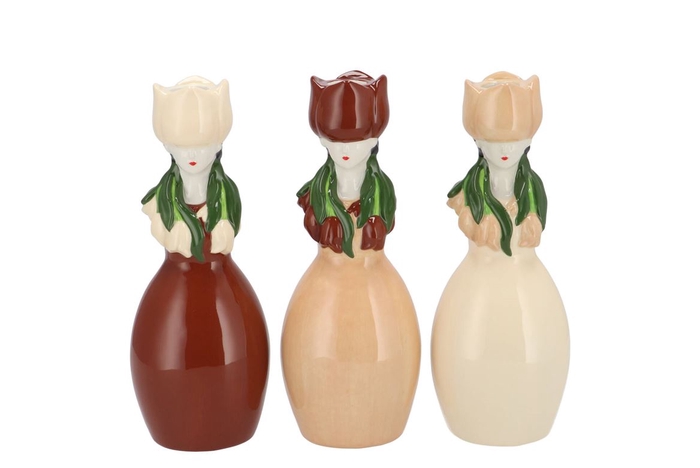 <h4>Lucy Natural Brwn/beige/wh Mix Vase Tulip Woman Ass 9x8x22cm</h4>
