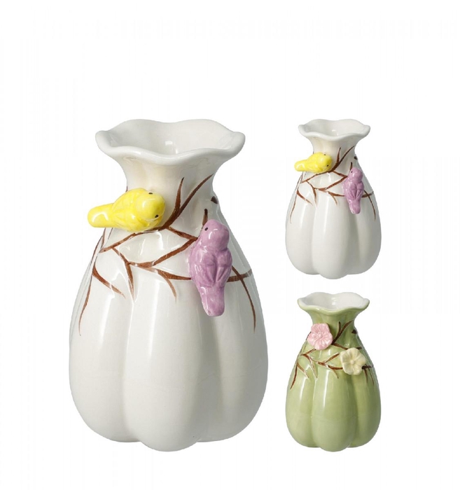 <h4>Vaas vogel/bloem d09.5*14cm ass.</h4>