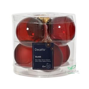 KERSTBAL GLASS 60MM 6PCS OSSENBLOED