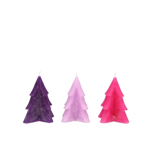 Frosty Purple/lila Mix Pine Tree Candle 5x8cm Ass