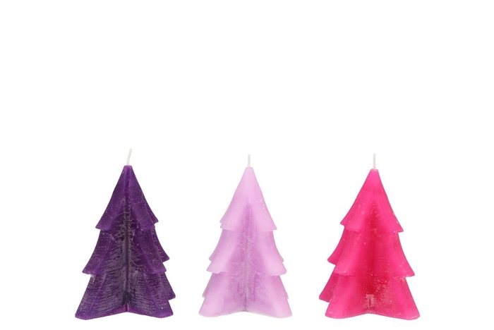 Frosty Purple/lila Mix Pine Tree Candle 5x8cm Ass