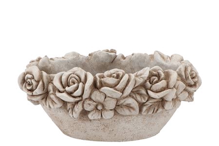 <h4>Concrete Antique Flower Bowl Oval 30x19x14cm</h4>
