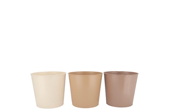 <h4>Zinc Natural Brown Mix Bucket Striped Ass 13x12x9cm</h4>