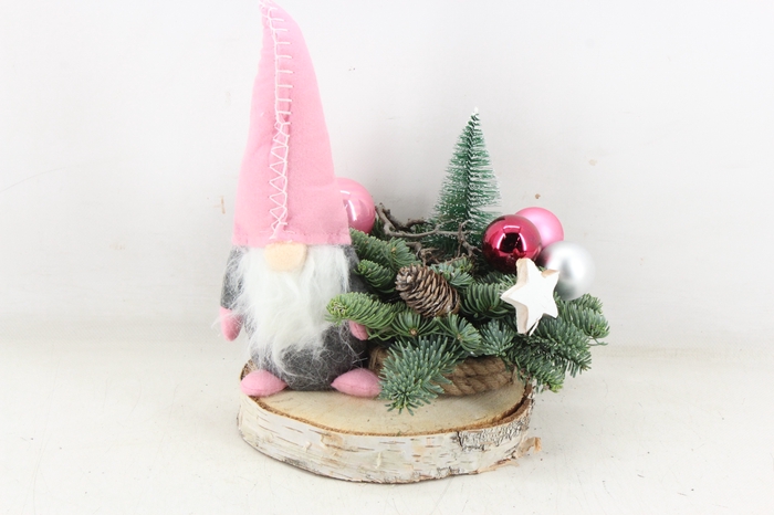 <h4>arr5 Kerst MB - Hout schijf gnome pink x5</h4>