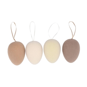 Easter Flock Natural Brown Egg Hanger Ass 11x11x15cm