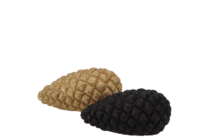 <h4>Jingle Gold/black Pinecone Ass 10x5x5cm Nm</h4>