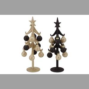 Sparkly Black/champagne X-mas Tree Ass 8x25cm