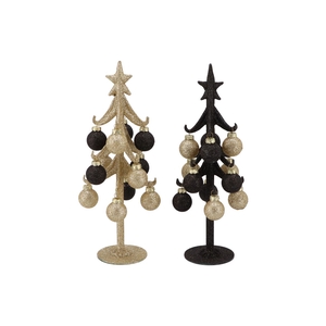 Sparkly Black/champagne X-mas Tree Ass 8x25cm