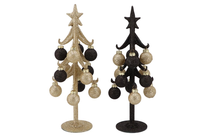 <h4>Sparkly Black/champagne X-mas Tree Ass 8x25cm</h4>