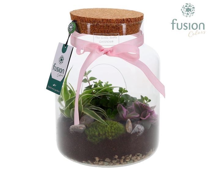 <h4>Green Bottle Pot Medium Love met Arrangement</h4>