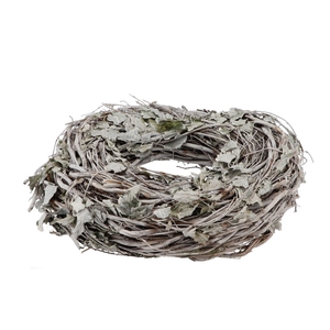 Wreath Hop+blad Grey 40x12cm