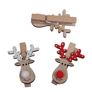 Christmas Pegs Reindeer 5cm x12