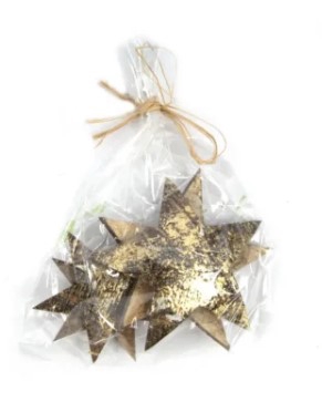 DECO Coconut shell stars 5-7 cm patina gold - 4pcs