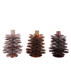 Cosmo Copper Mix Candle Holder Pine Cone Ass 12x12x15cm