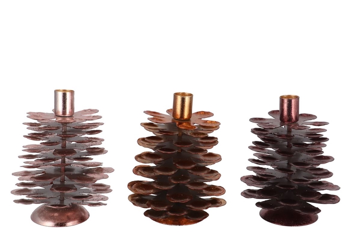 <h4>Cosmo Copper Mix Candle Holder Pine Cone Ass 12x12x15cm</h4>