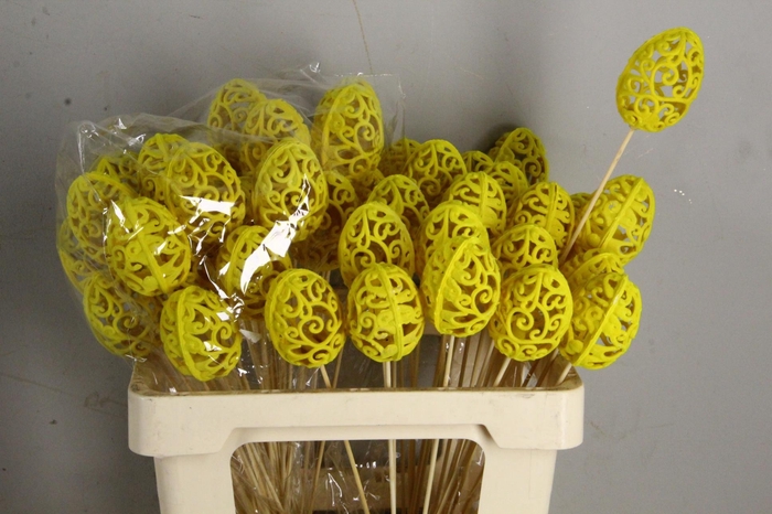 E. EGG BAROQUE YELLOW 7 CM OP STOK