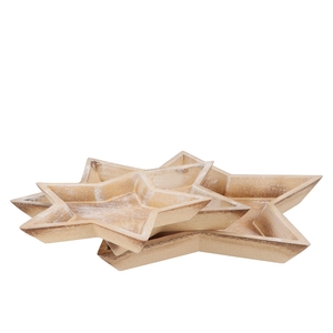 Wood Tray Star Whitewash S/3