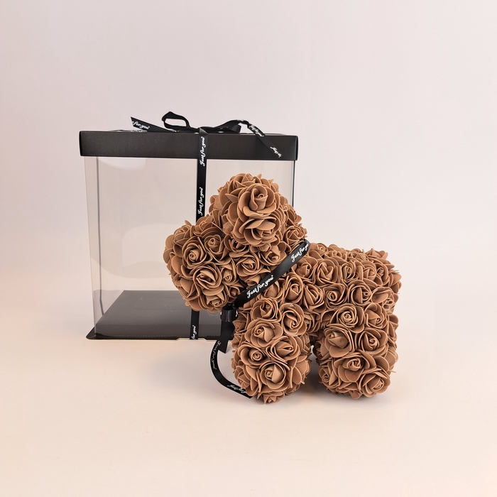 Hond 25cm bruin foamrose