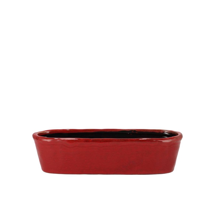 <h4>Iron Stone Red Glazed Oval Pot 32x10x8cm</h4>