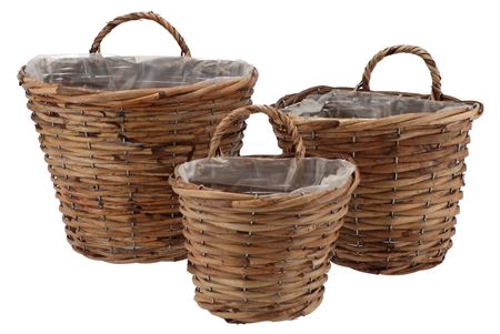 <h4>Rattan Basket Wall Hanger 3pcs 30x25x25cm Nm</h4>