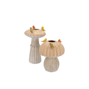 Bird Mushroom Vase Sand Ass 14x14x20cm