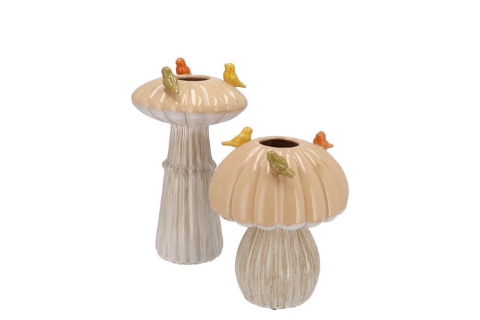 <h4>Bird Mushroom Vase Sand Ass 14x14x20cm</h4>