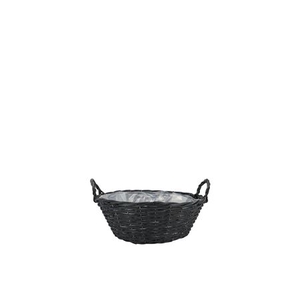 Wicker Basket Low With Ears Black Bowl 19x9cm