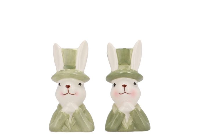 <h4>Easter Ceramic Summer Green Mix Bunny Hat Ass 5x6x11cm</h4>