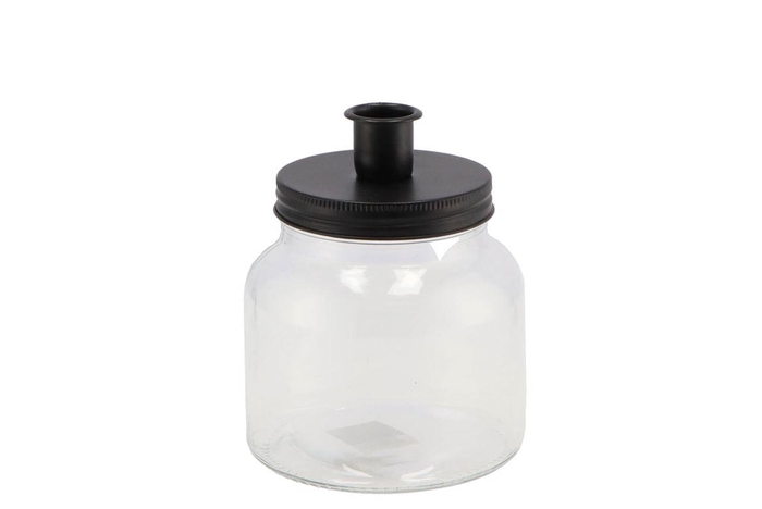 Candle Jar Black 11x11cm Nm