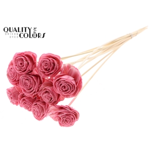 Shola Beauty Rose 6cm on stem Wax Light Pink