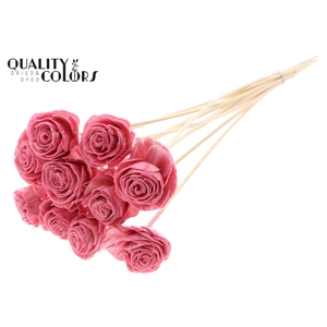 Shola Beauty Rose 6cm on stem Wax Light Pink