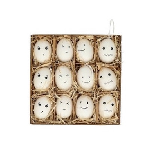 Easter Deco hanging egg d4*6cm Smiley x12