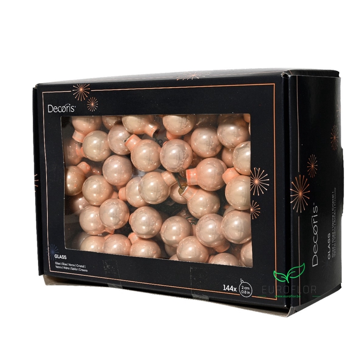 <h4>KERSTBAL GLASS 20MM ON WIRE 144PCS PEACH PEARL</h4>