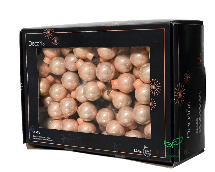 KERSTBAL GLASS 20MM ON WIRE 144PCS PEACH PEARL