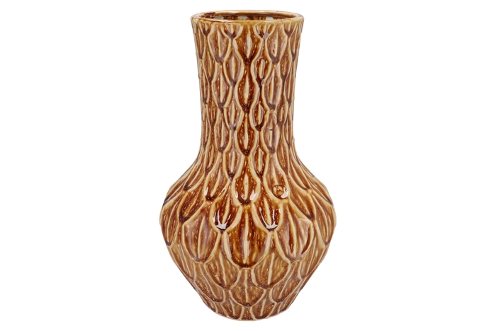 Inga Boa Brown Vase Neck Active Glaze 28x28x46cm