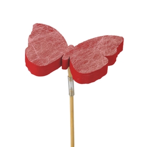 Pick butterfly Fiber foam 7x7cm+50cm stick red