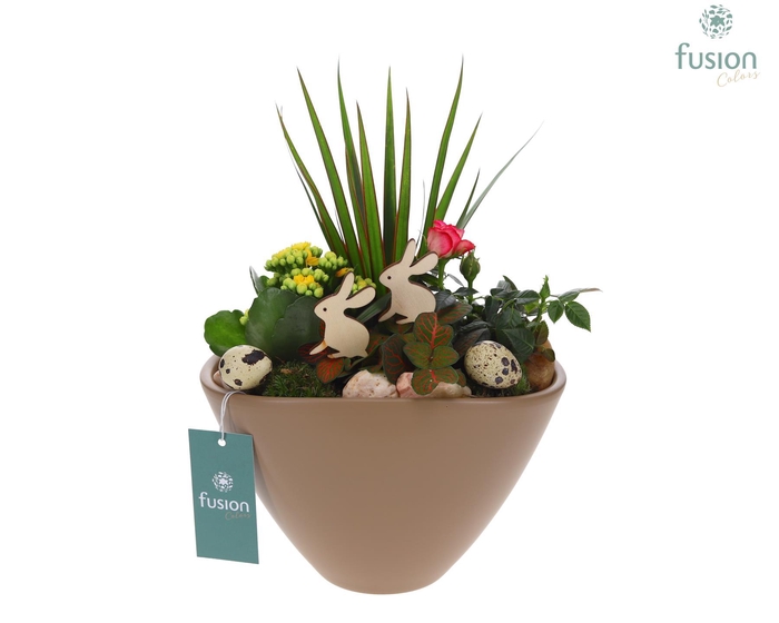 <h4>Pot keramiek Oval Large beige Pasen met arrangement</h4>