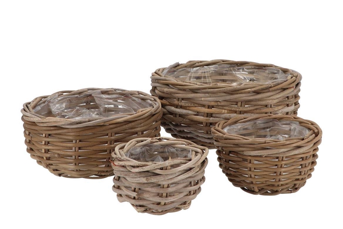 <h4>Rattan Kuboo Basket Round Belly S/4 D13/19/26/32 H 8/10/13/1</h4>
