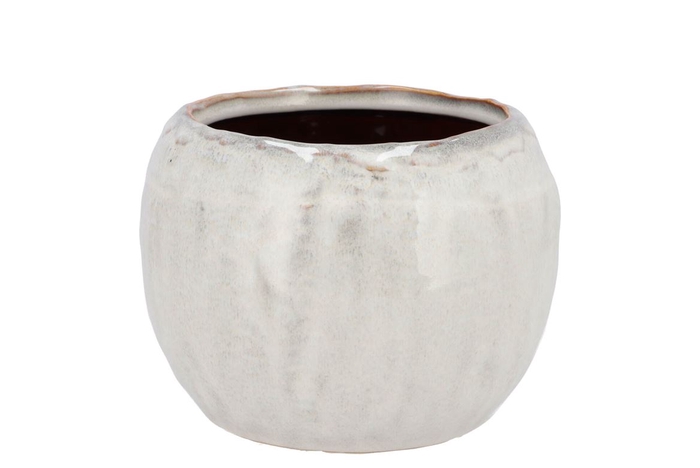 <h4>Iron Stone White Ball Pot 18x18x14cm</h4>