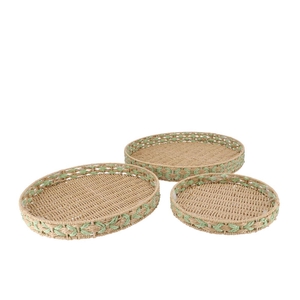 Gaby Pistache Tray S/3 30x4/40x4/50x5cm Nm