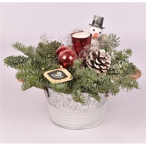 Zink schaal kerst decor m.touw 15cm