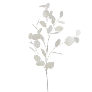 Decorative branch , Eucalyptus, Indoor, Plastic, White plastic white