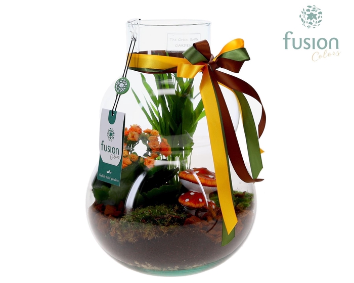 <h4>Green Bottle Olaf Medium met Herfst arrangement</h4>