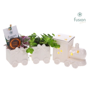 Keramiek LED Trein Small met Groenen planten